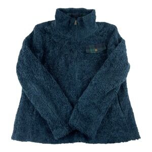 Pendleton Deep Pile Blue Full Zip Pocket Womens Fleece Size L Excellent